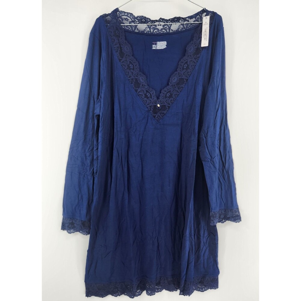 Adore Me Women's 2X Navy Blue Hasina Sleepshirt Top Shirt NWT Comfort